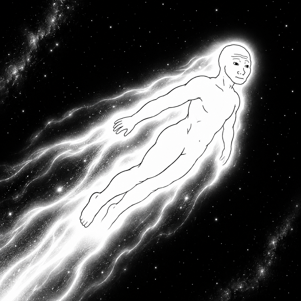 Wojak accelerating through space